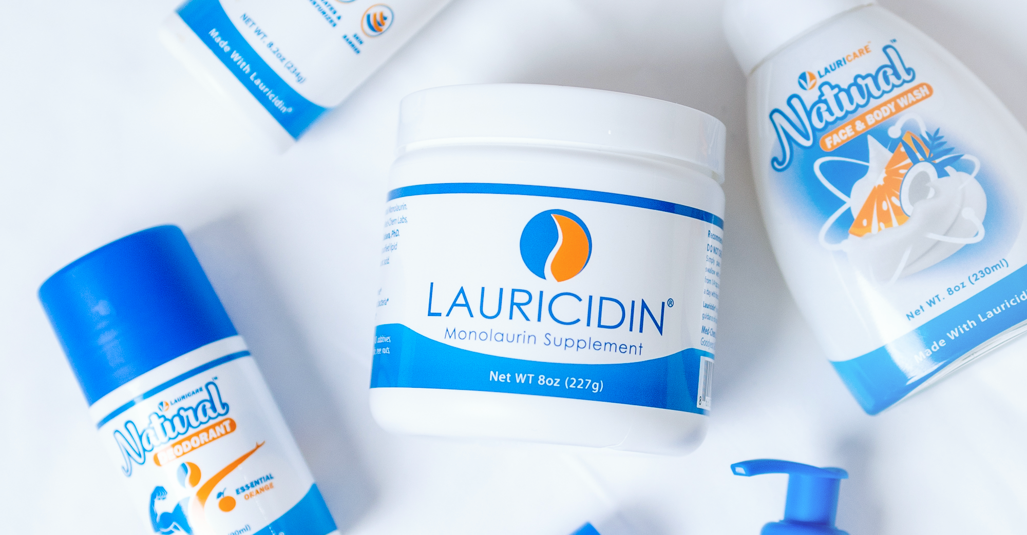 Collection of Lauricidin products on a white background