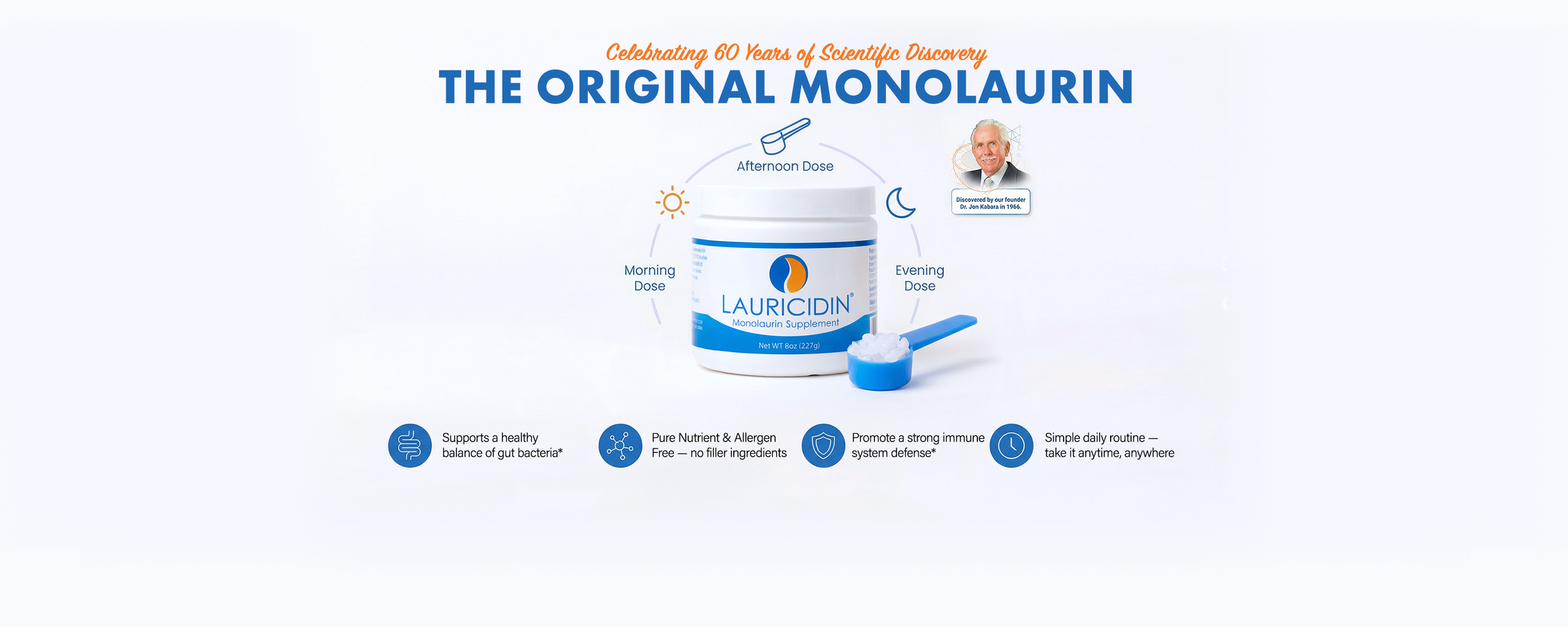 Lauricid monolaurin supplement container with text on a white background