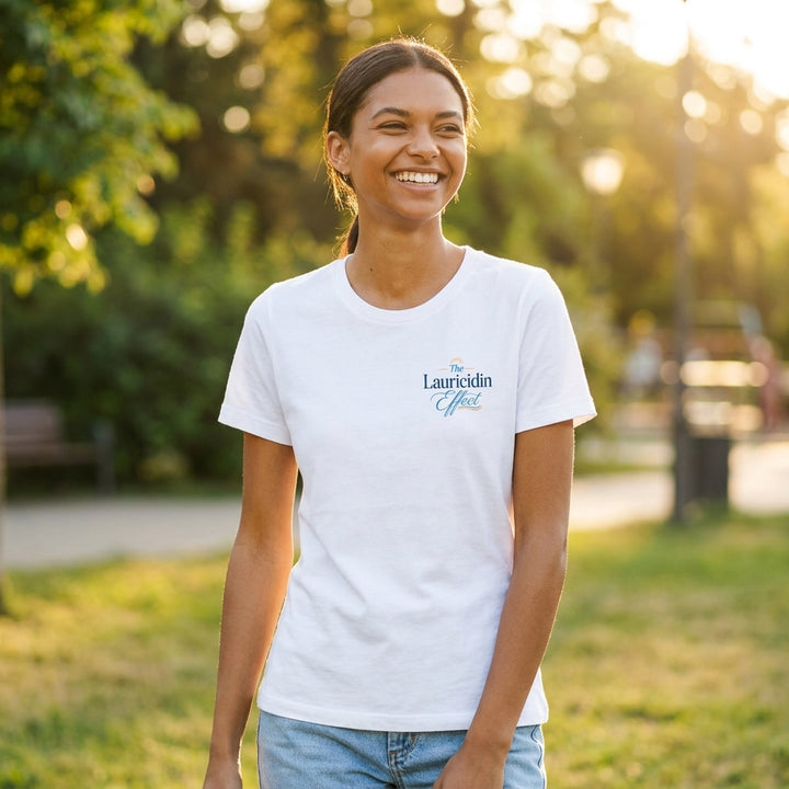 The Lauricidin Effect (Women's White T-Shirt - Small Logo)