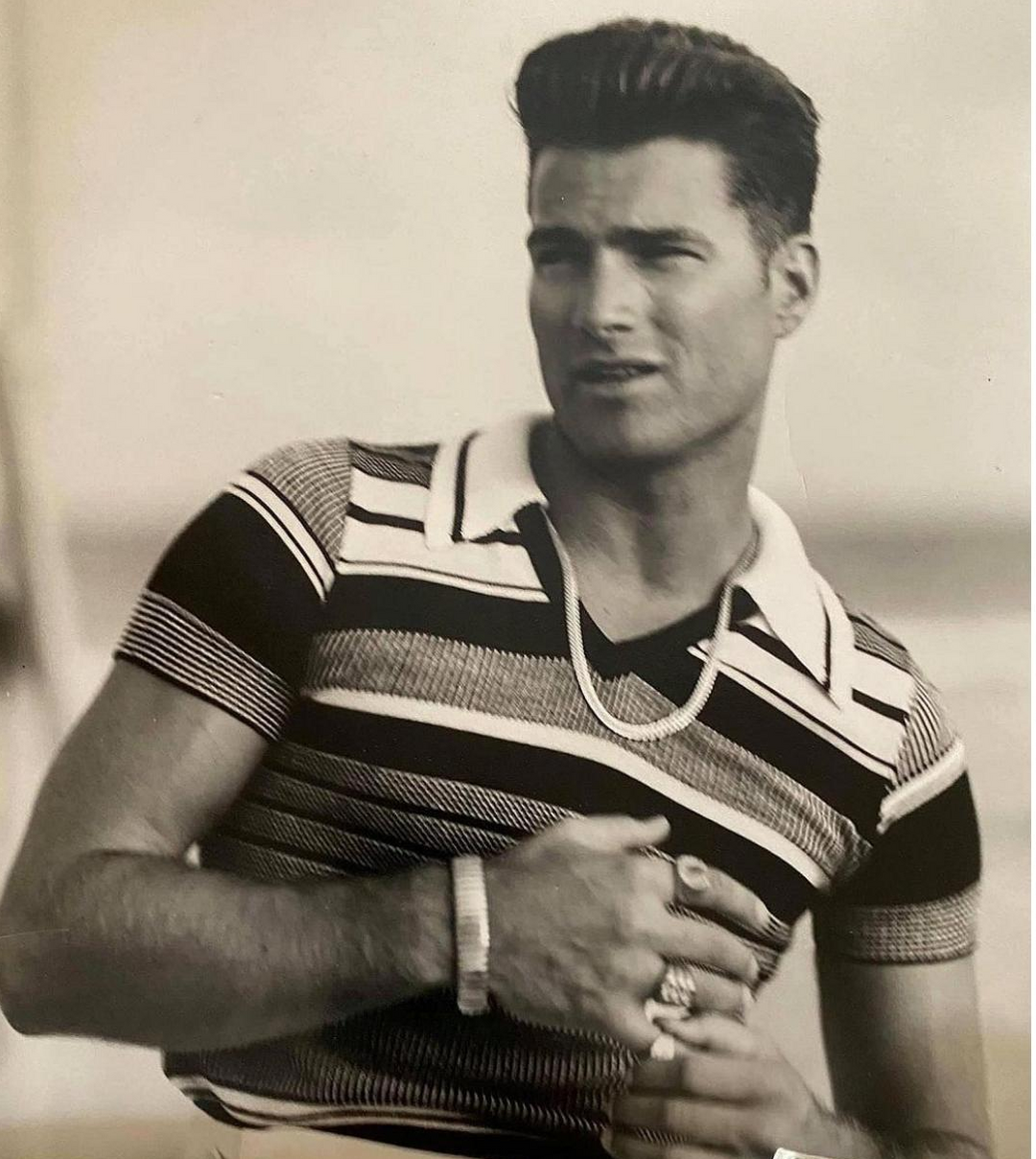 Side-by-side comparison of a man in vintage attire and another in modern outdoor setting.