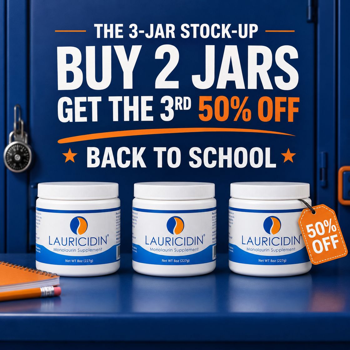 Buy 2 jars, get the 3rd 50% off